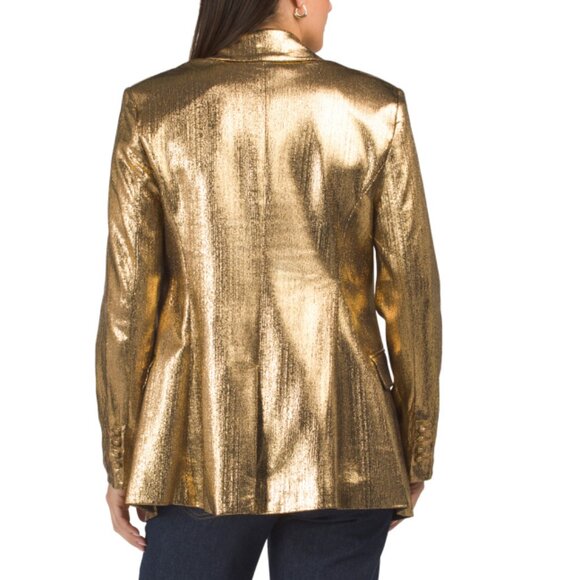 SUGAR LIPS Gold Primadonna Metallic Fitted Blazer - Picture 2 of 2